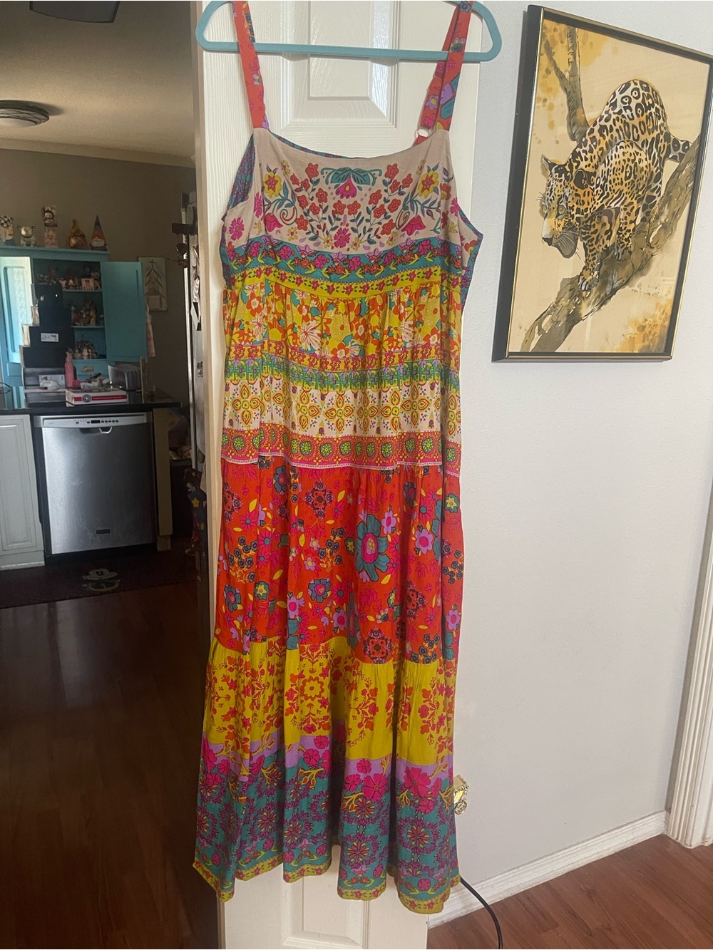 NATURAL LIFE Vibrant Multi-Color Floral Tiered Maxi Dress xl